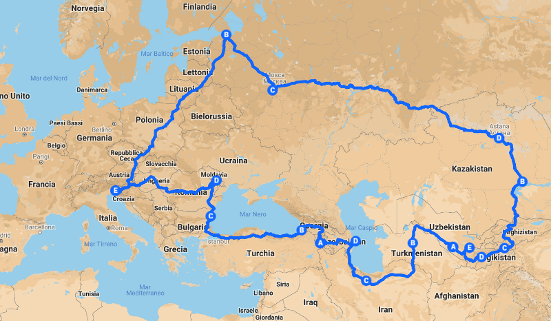 Mappa del viaggio La Moto, La Meta 2019