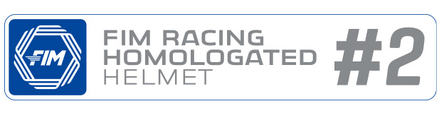 Logo certificazione FIM Racing Homologated Helmet Level 2 casco moto racing